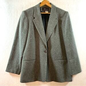 Womens Wool Blend Blazer‎ Size XL Gray Academia English Countryside Preppy